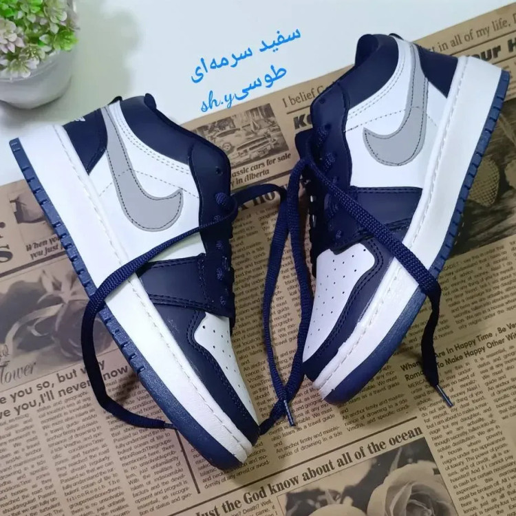 کفش کتانی جردن نایک زنانه جنس چرم حوله ای با کفی طبی و زیره پیو رابر