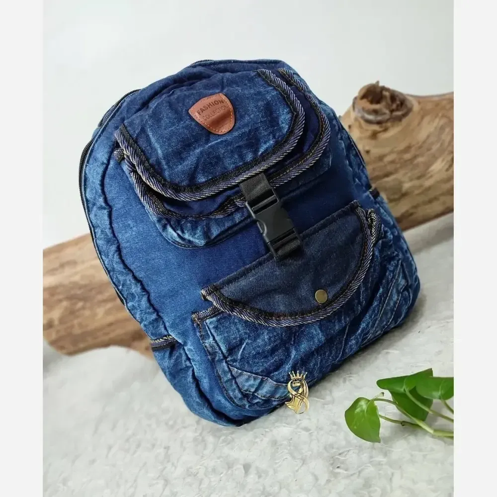 کوله پشتی لی مدل یکتا جنس جین ابعاد 40 در 30 رنگ آبی