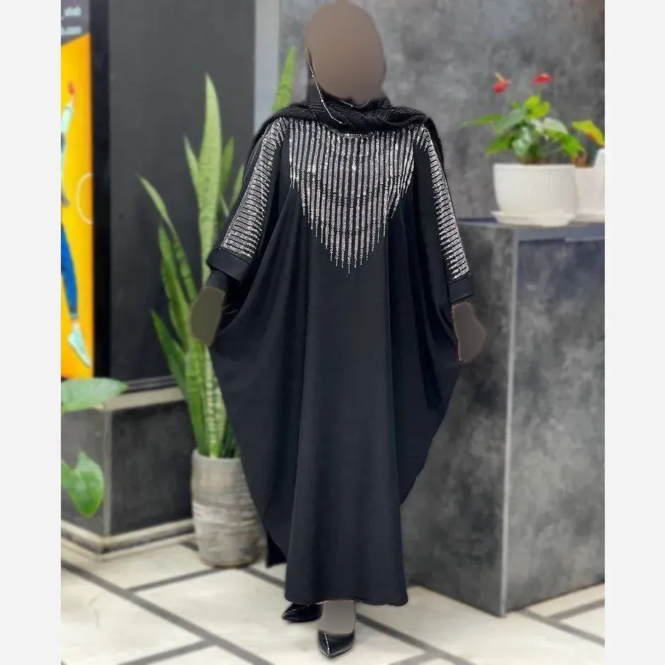 عبایی ریحانا جنس الیزه رنگ مشکی فری سایز 38 تا 52
