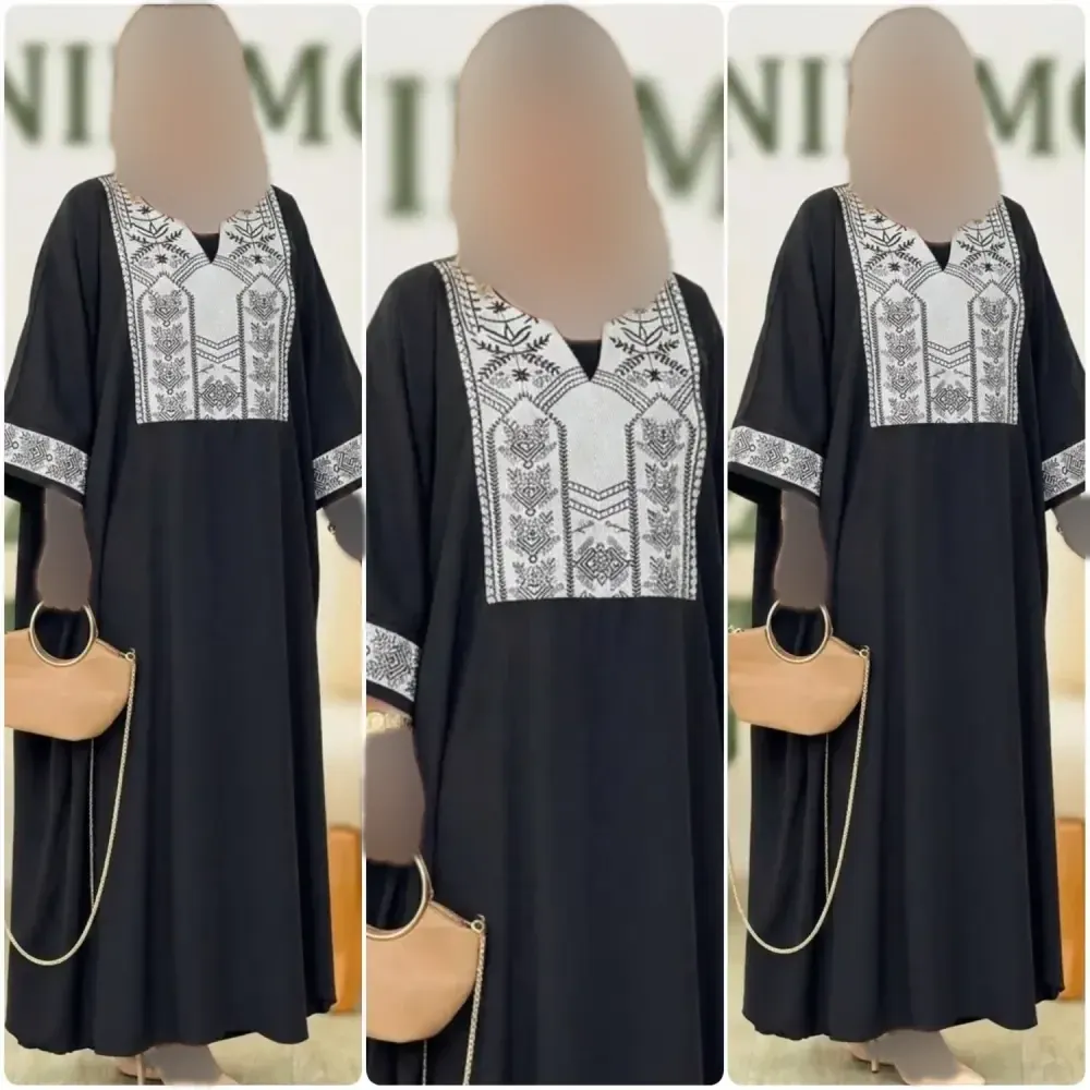 عبای زنانه مدل آلکا جنس داکرون سوزندوزی رنگ مشکی فریسایز