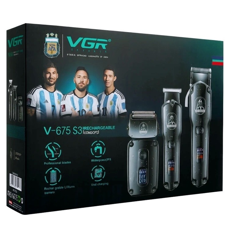 ست ماشین اصلاح سه کاره ( شیور و خط زن و حجم زن )موی سر و صورت وی جی آر V-675 S3 ورژن جدید 675 ( گناوه مارکت