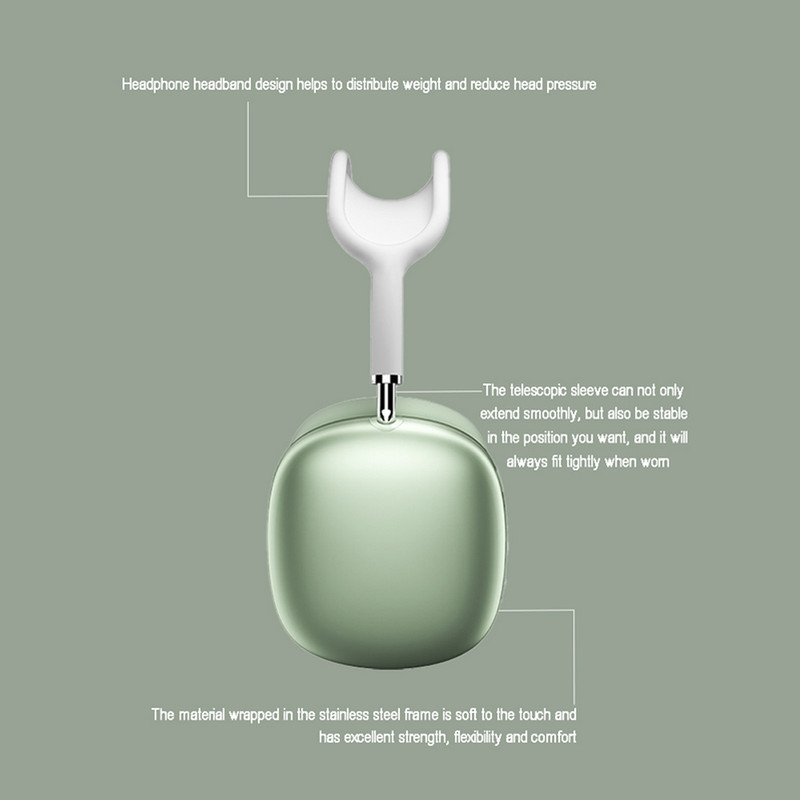 هدفون بلوتوثی مدل Airpods Max P9 بدون نویز کنسلینگ، درگاه شارژ USB Type-C، دارای میکروفون با کیفیت 105 دسیبل، مقاوم در برابر رطوبت و عرق