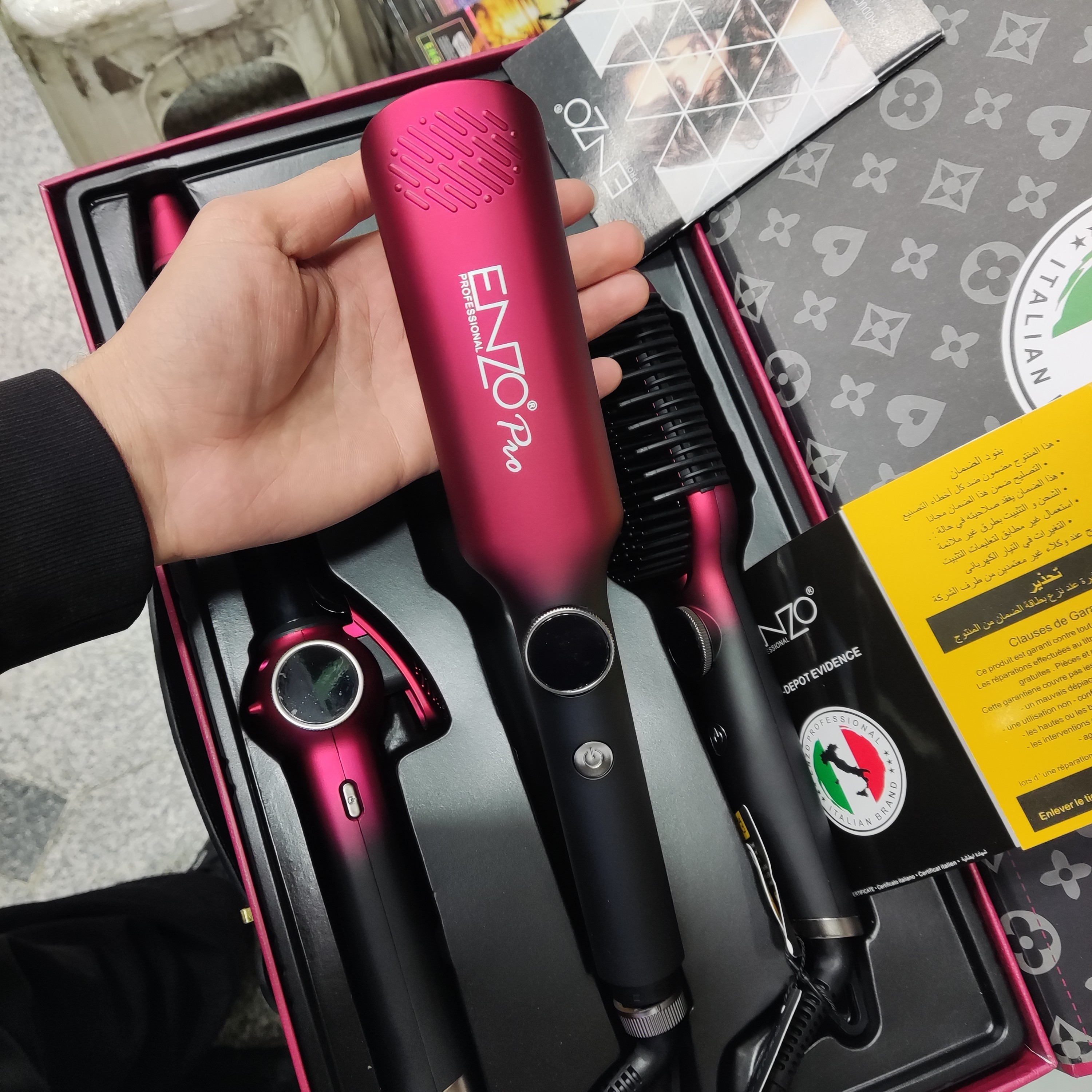 انزو 3313ست سه تیکه اتو مو ،برس حرارتی ،بابلیس