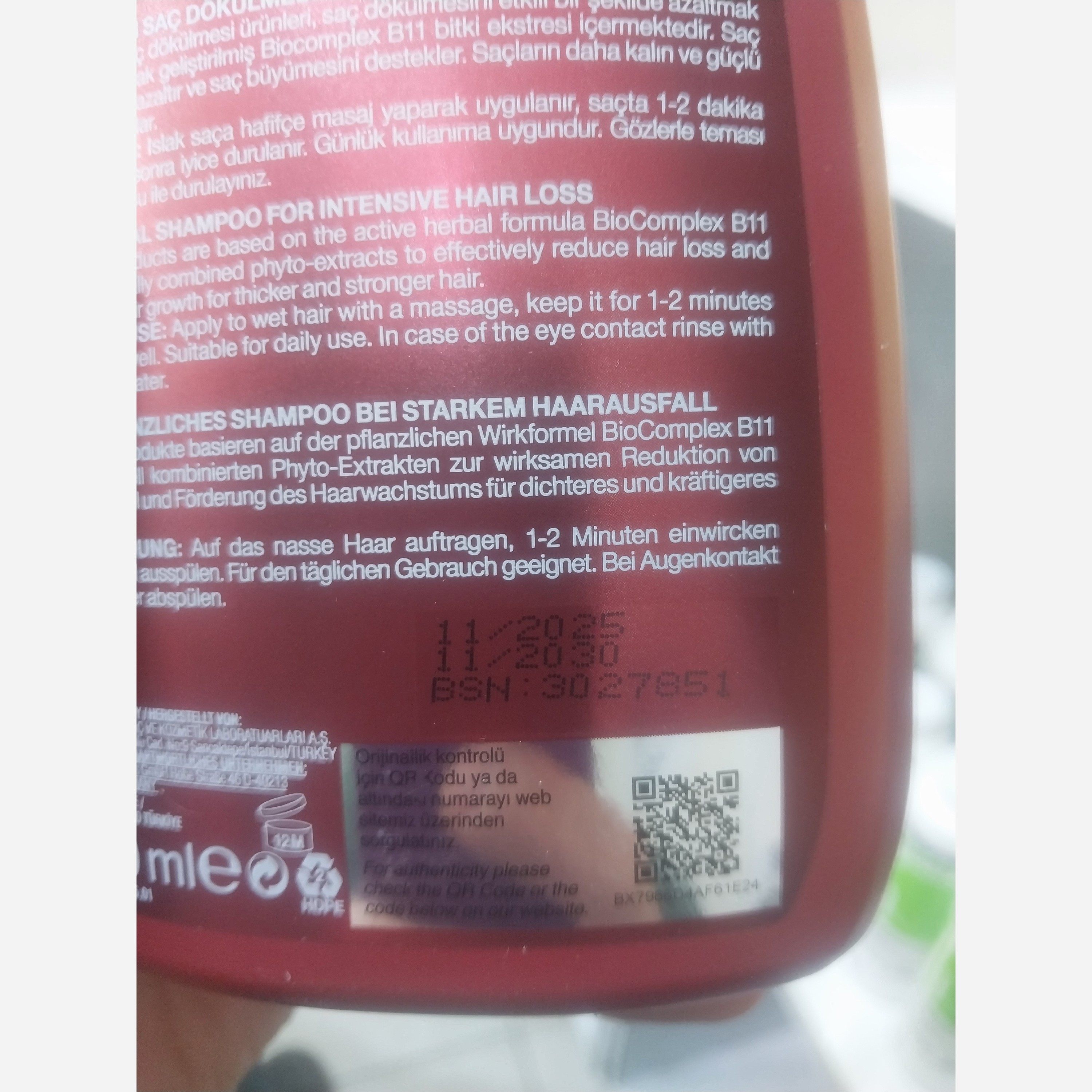 شامپو بوئکسین BIOXCIN فورت اورجینال وارداتی مدل فورت بدون پارابن ضد ریزش واقعی