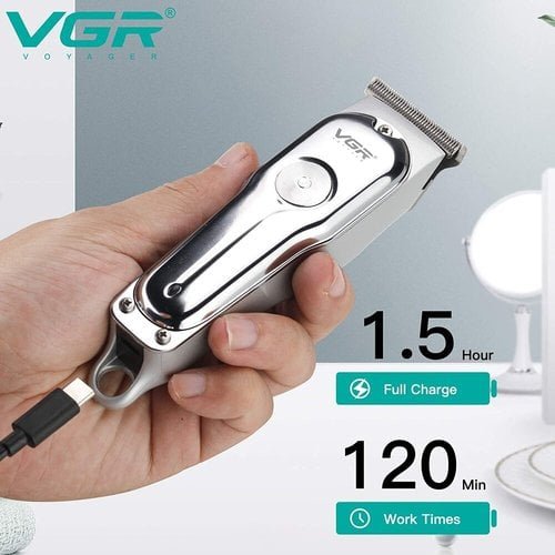 ماشین اصلاح موی سر و صورت وی جی آر مدل V-071 اصلی اورجینال و پلمپ مشکی و نقره ای