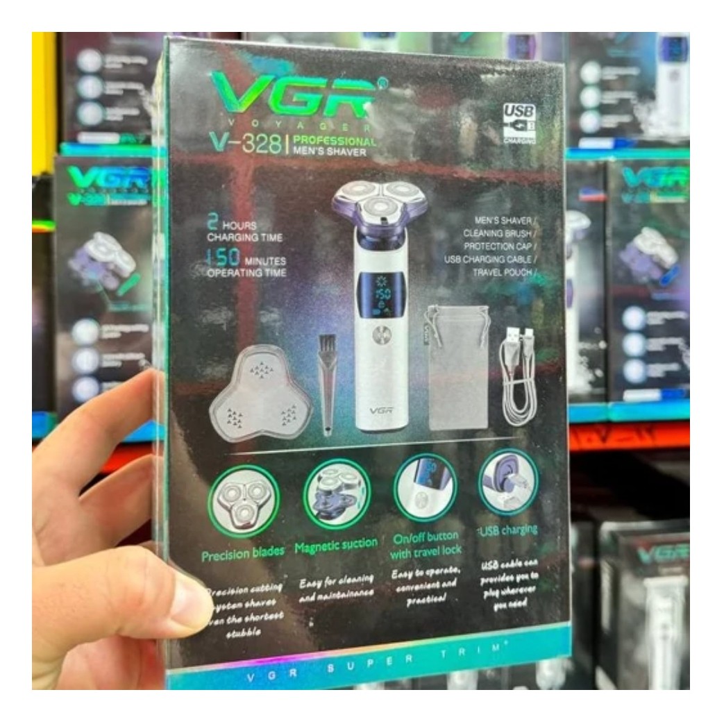 ماشین اصلاح سه تیغ ضد آب صورت وی جی آر مدل vgr v-328 کد 328 شیور ریش تراش با کیفیت و پر قدرت