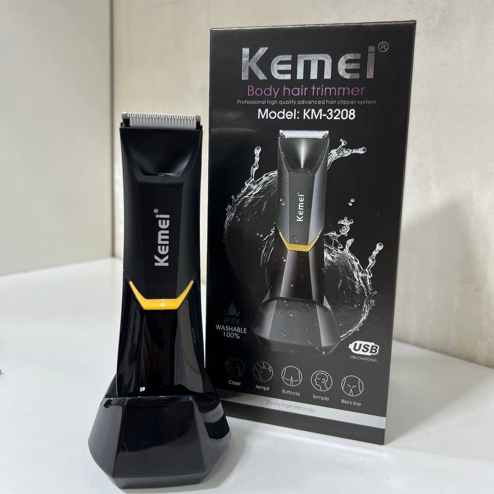 ماشین اصلاح مخصوص بدن و صورت kemei3208 با قابلیت اصلاح تمام نقاط بدن به علاوه خط زنی سر و صورت