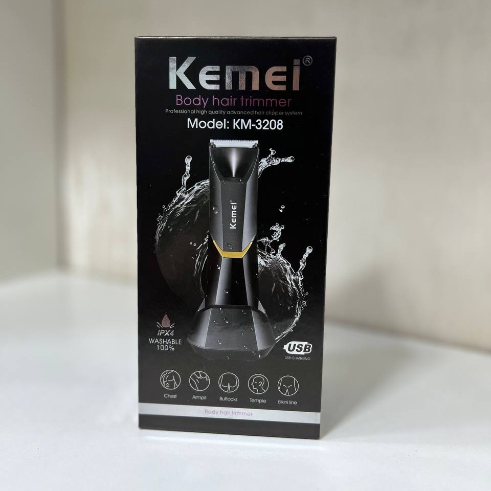 ماشین اصلاح مخصوص بدن و صورت kemei3208 با قابلیت اصلاح تمام نقاط بدن به علاوه خط زنی سر و صورت