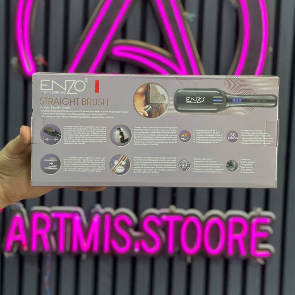 برس حرارتی حرفه ای انزو 980درجه گرمایش دانه سرامیک صفحه نمایش دیجیتالی قابلیت تنظیم دما سیم چرخشی 360 جنس سالنی و اصلی