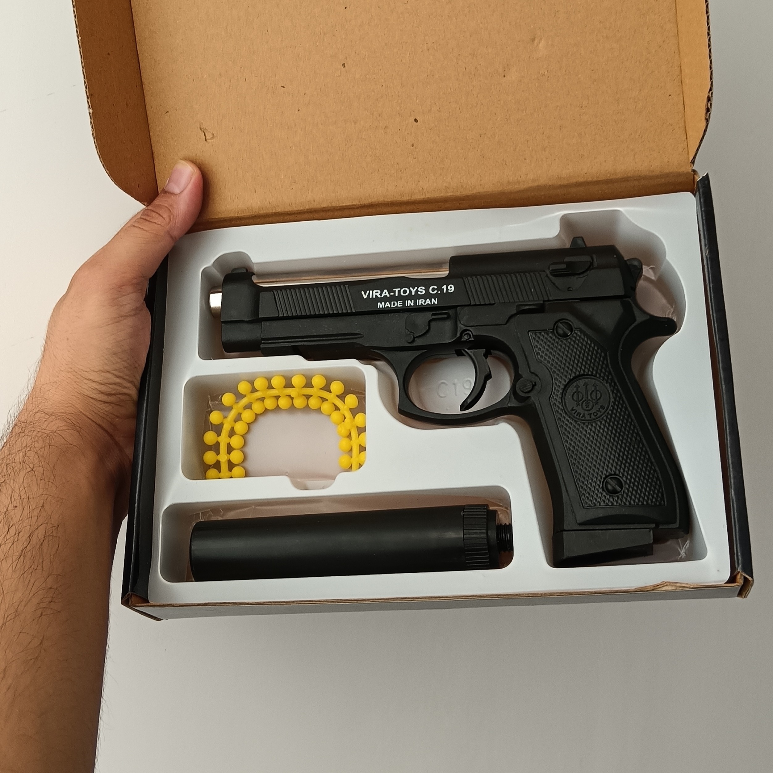 اسباب بازی کلت c19 ویراتویز اسباب بازی کلت فلزی پلاستیکی ایرانی سی 19 کلت ساچمه ای پرتو گنابادشاپ