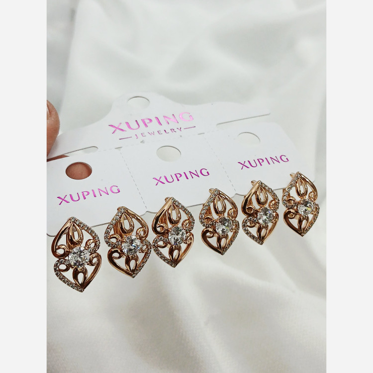 گوشواره ژوپینگ اصلی قفل کلیپسی نگین دار