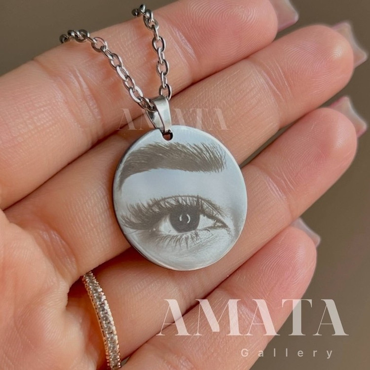 گردنبند حک چشم استیل با حک دلخواه