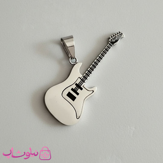 گردنبند گیتار مدل نقره ای استیل کد 270