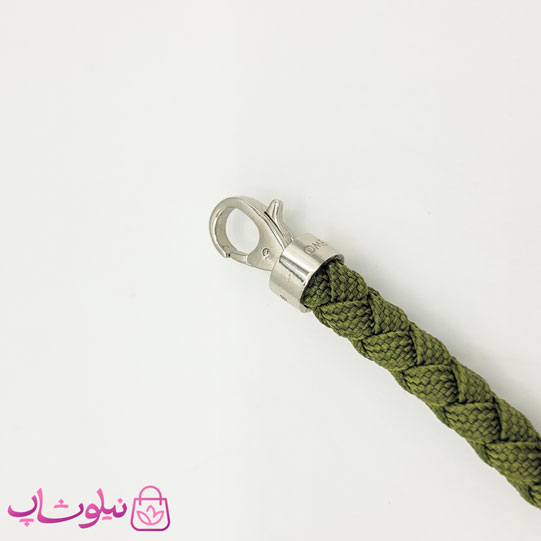 دستبند امگا مردانه برزنتی یا کنفی سبز با قفل نقره ای کیفیت مستر کد 1150
