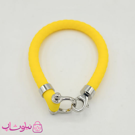 دستبند امگا رابر زرد مردانه زنانه با قفل نقره ای کیفیت مستر کد 1100
