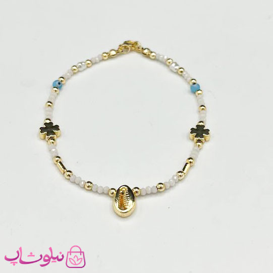 دستبند زنانه صدفی طرح گل کد 180