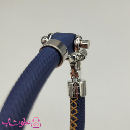 دستبند امگا رابر سرمه ای مردانه سایز لارج کیفیت مستر با دوخت نارنجی (طراحی جدید) کد 1350