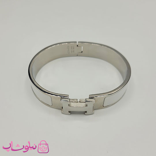 دستبند زنانه هرمس سفید نقره ای استیل قفل اورجینال کد 800