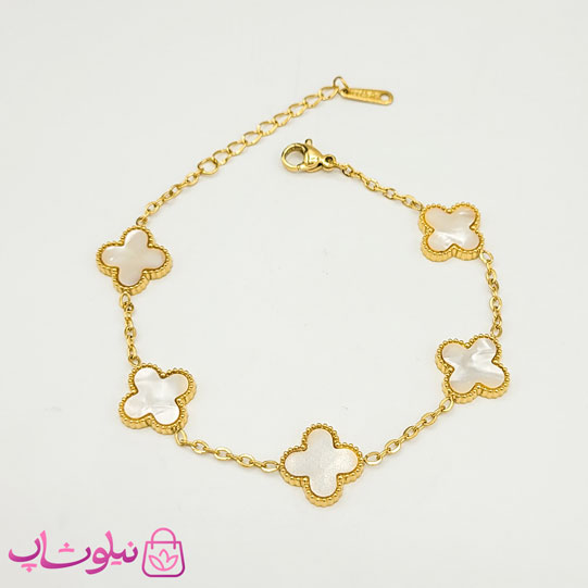 دستبند دخترانه مدل ونکلیف سفید کد 159