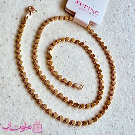 زنجیر زنانه ژوپینگ مدل دایره های تخت (پولکی) طول 45 سانت کد 7991