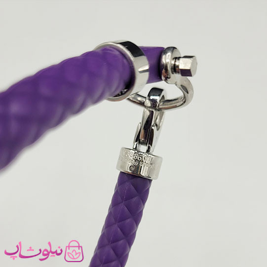 دستبند امگا رابر رنگ بنفش با قفل نقره ای کیفیت مستر کد 900