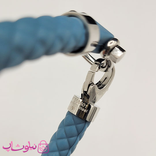 دستبند امگا رابر رنگ سبزآبی با قفل نقره ای کیفیت مستر کد 900