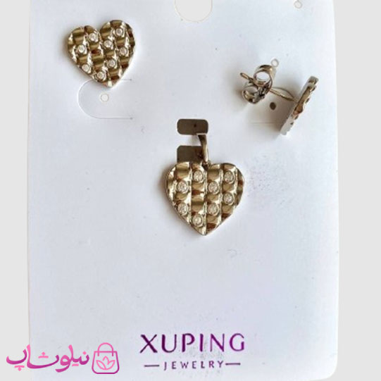 نیم ست زنانه ژوپینگ طرح قلب نقره ای ظریف نگیندار کد 2891