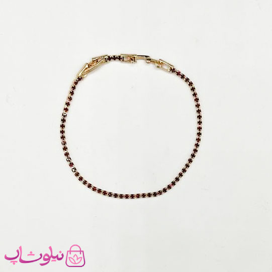 دستبند زنانه ژوپینگ ظریف طرح تنیسی نگین قرمز کد 2231