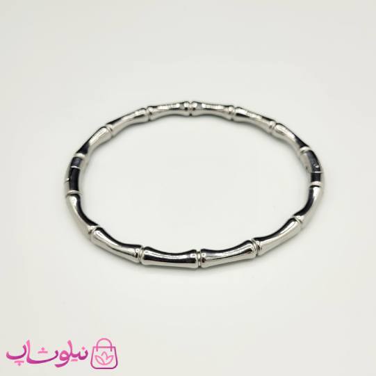 دستبند زنانه استیل مدل بامبو (استخوانی) نقره ای رنگ کد 1991