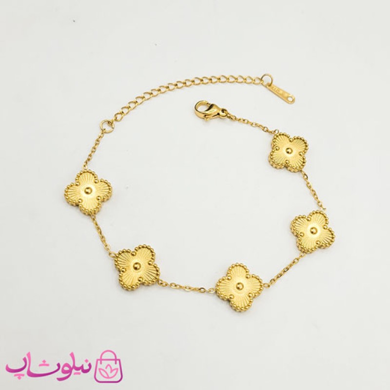 دستبند دخترانه مدل ونکلیف طلایی کد 1291