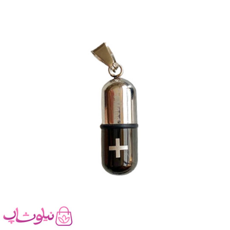 گردنبند کپسول عشق مشکی نقره ای کد 120