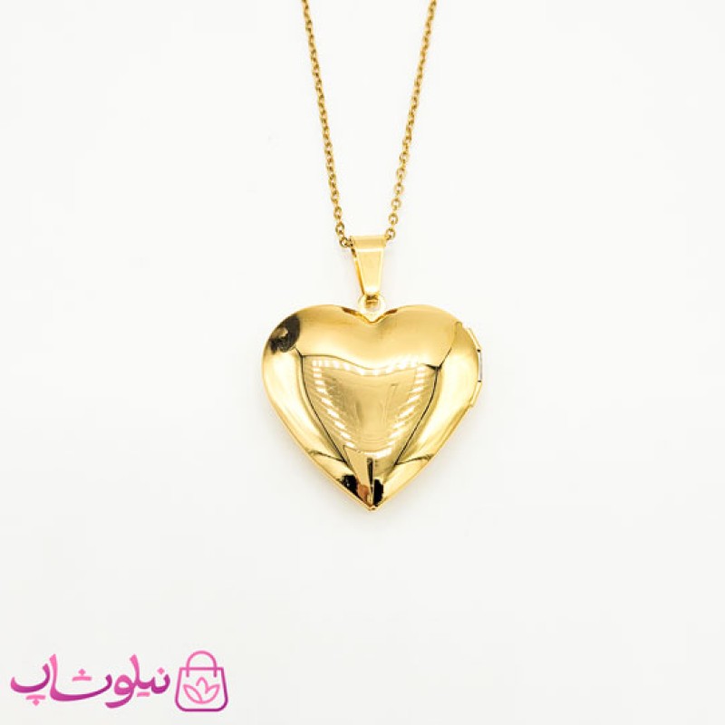 گردنبند لاکت عکس مدل قلب طلایی طرحدار کد 699