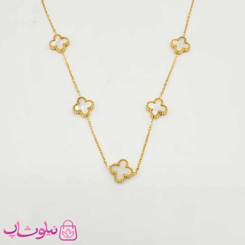 گردنبند دخترانه مدل ونکلیف سفید کد 1491