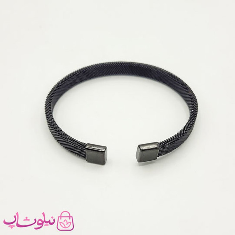دستبند حصیری مردانه زنانه استیل مشکی کد 1391