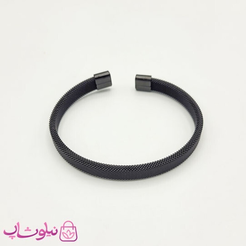 دستبند حصیری مردانه زنانه استیل مشکی کد 1391