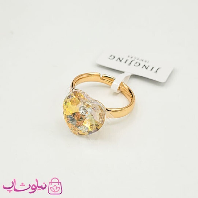 انگشتر دخترانه ژوپینگ با کریستال سواروسکی زرد کد 1891 - 8
