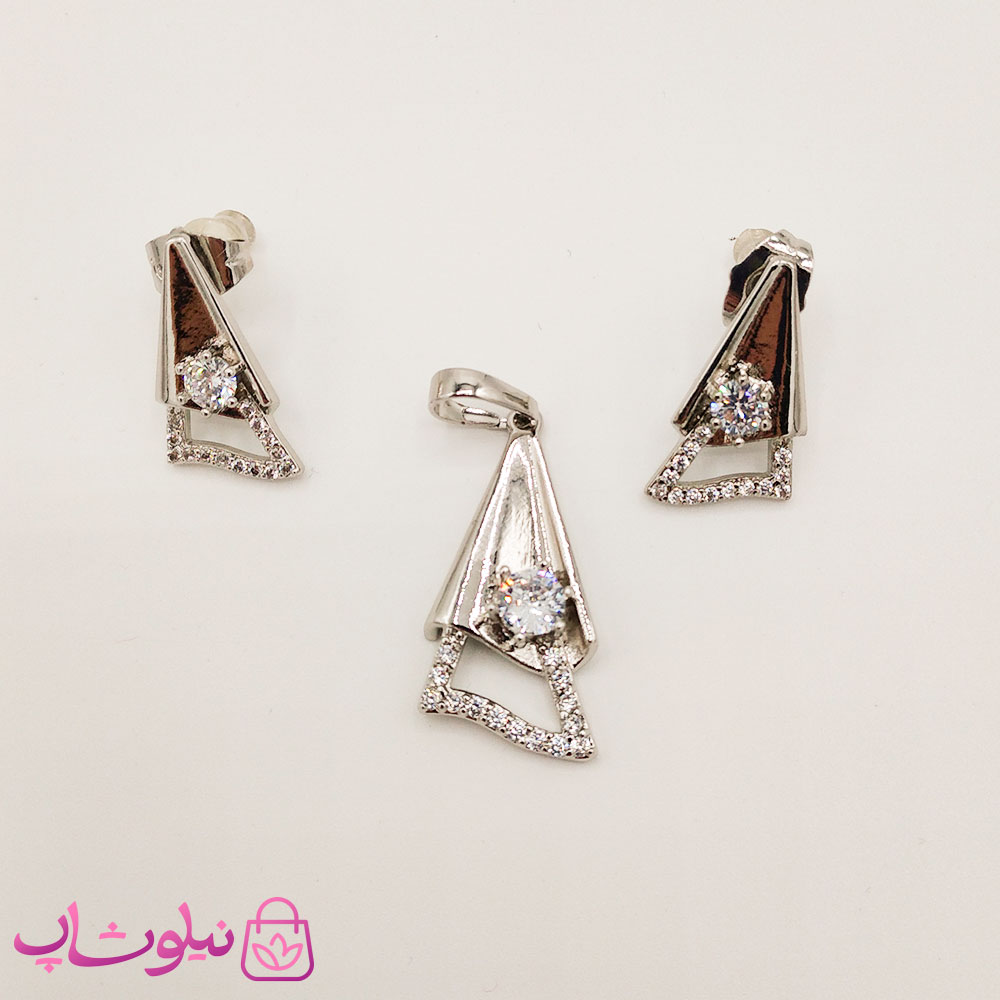 نیم ست زنانه ژوپینگ مدل مثلث نقره ای رنگ کد 63-1