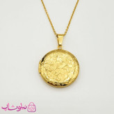 گردنبند لاکت دایره طرح گل طلایی کد 599