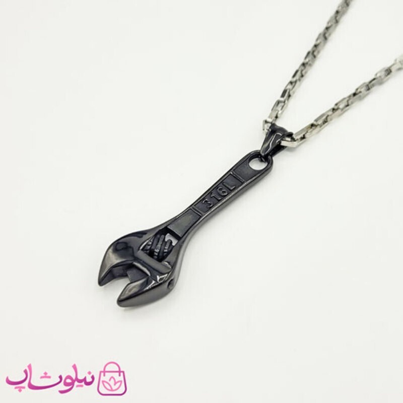 گردنبند پسرانه استیل مدل آچار مشکی کد 799