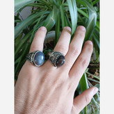 جفت انگشتر عقیق دودی