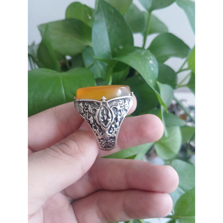انگشتر عقیق زرد ذکر علی علیهالسلام درشت