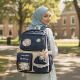 کولهپشتی دخترانه کودک صورتی فانتزی طرح کیتی و خرگوش