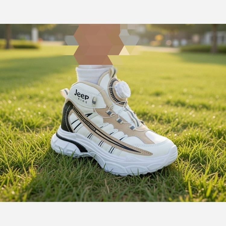 کتونی بچگانه دیسکی مدل جیپ رنگ سفید کرم