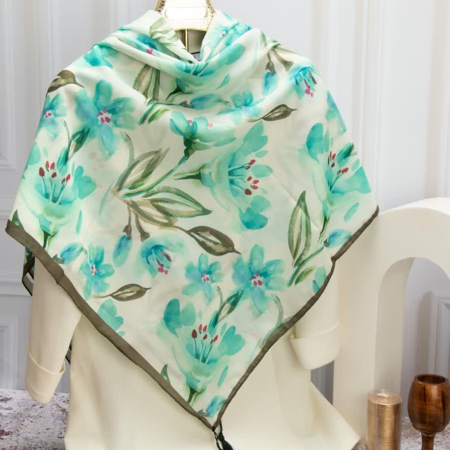 روسری مجلسی زنانه نخی طرحدار