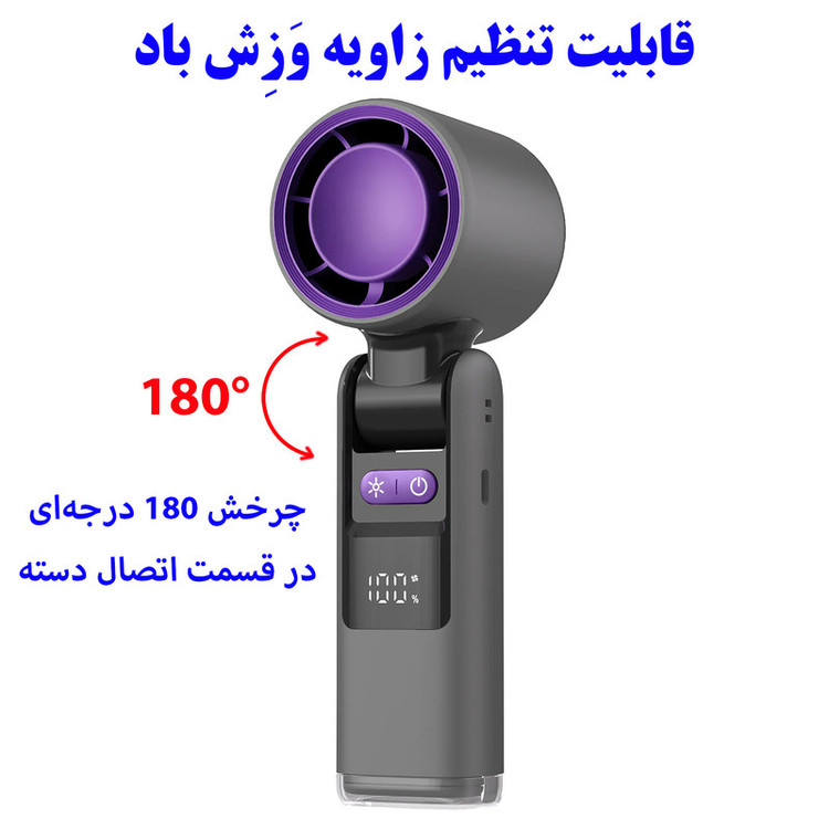 پنکه شارژی مدل توربو کد K801 ظرفیت 4000 میلی آمپر ساعت