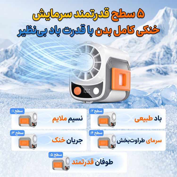 پنکه شارژی مدل کمپینگ کد K809 ظرفیت 6000 میلی آمپر ساعت