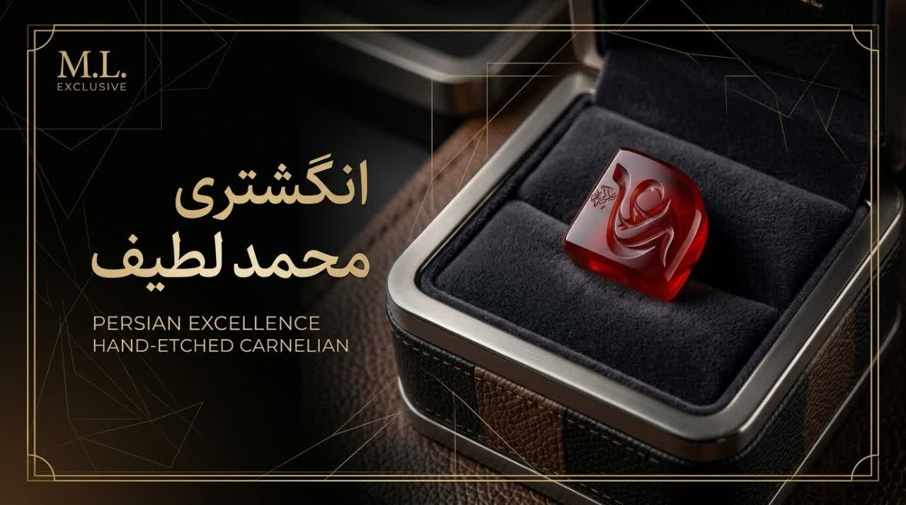 نگین عقیق قرمز حکاکی علی (علیه السلام) کد 6107
