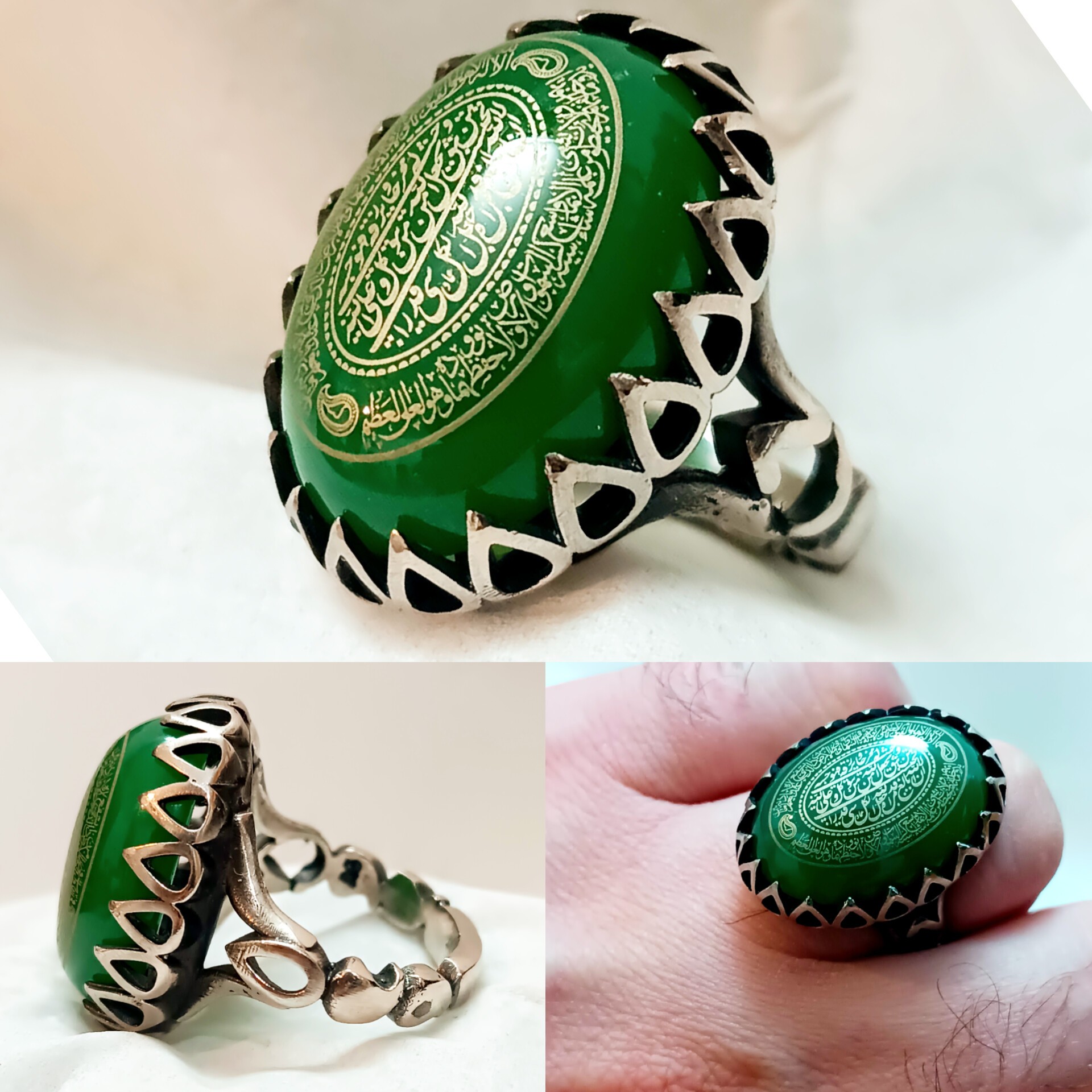 انگشتر نقره روس استیل مردانه دعای آیت الکرسی و من یتق الله