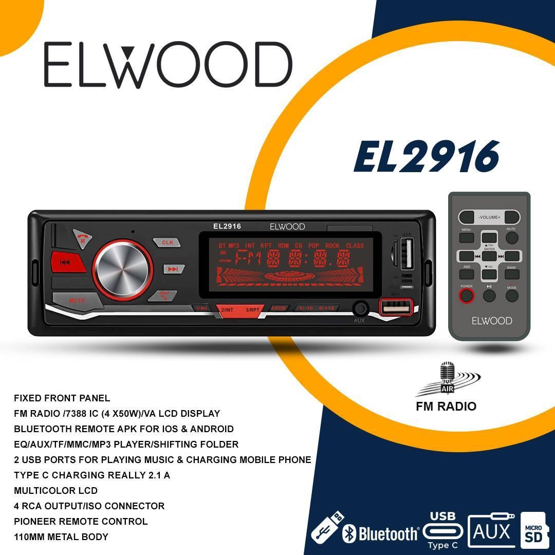 پخش پنل ثابت ایسی بزرگ بلوتوثی الوود مدل EL - 2916