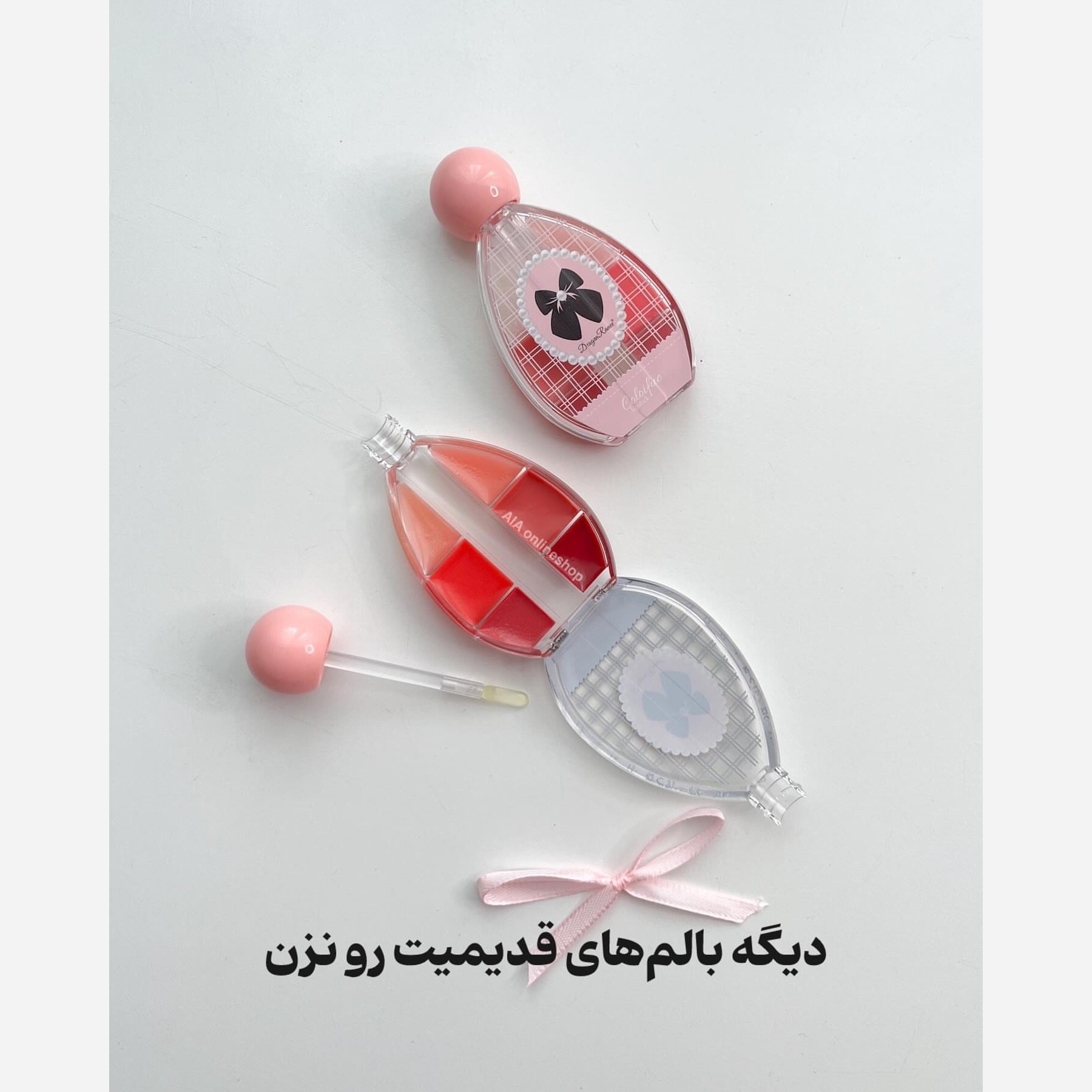 لاک لب برق لب شیشه ای کریستالی خیس پاپیونی پالت 6 رنگ بالم لب خیس کره ای خوشبو نرم کننده و آبرسان لبها